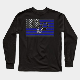 Handcuffs Thin Blue Line Flag, Police Officer Gifts Long Sleeve T-Shirt